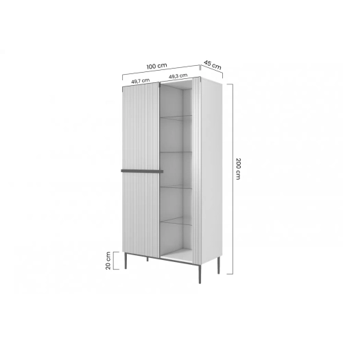 Witryna Nicole 100 cm z ryflowanym frontem - czarny mat